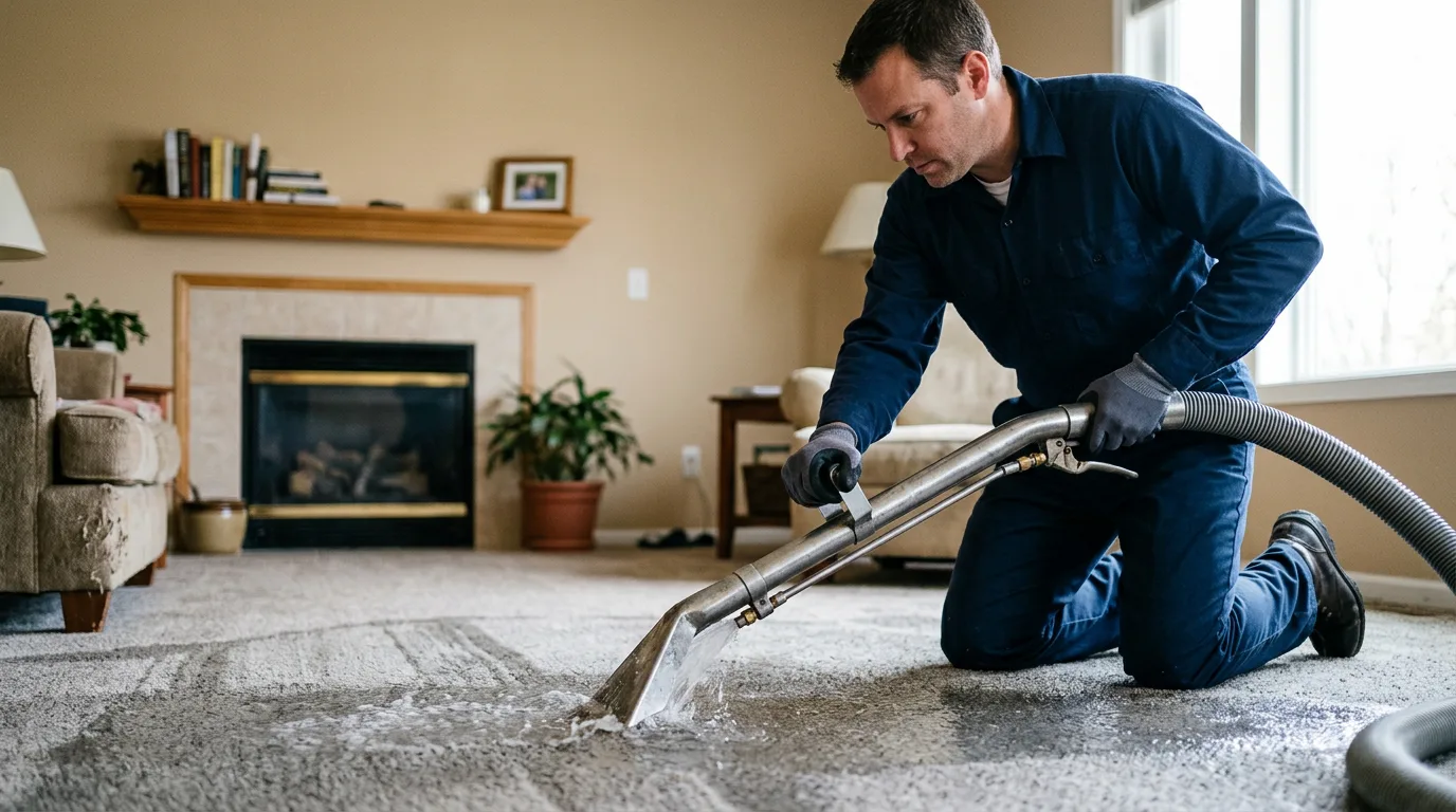 Water damage restoration technician working near Lone Rock, IA